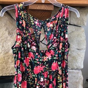 Black/pink floral dress, Millau, M